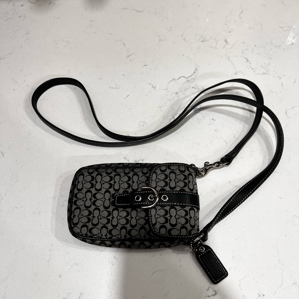 Coach Signature Black and Gray Crossbody Bag - Picture 7 of 7
